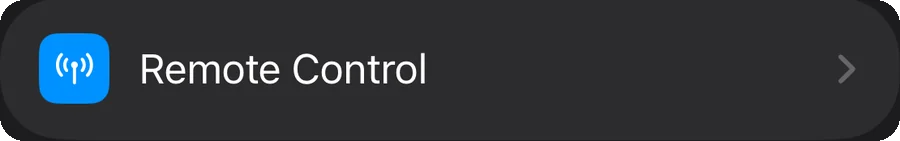 The Remote Control row in Settings